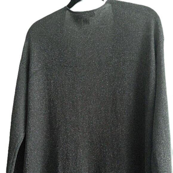 Coldwater Creek Cardigan Open Front Gunmetal Metallic Sparkle EUC Sz L (14) - Picture 5 of 7